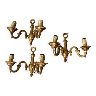 Suite de 3 appliques murales en bronze