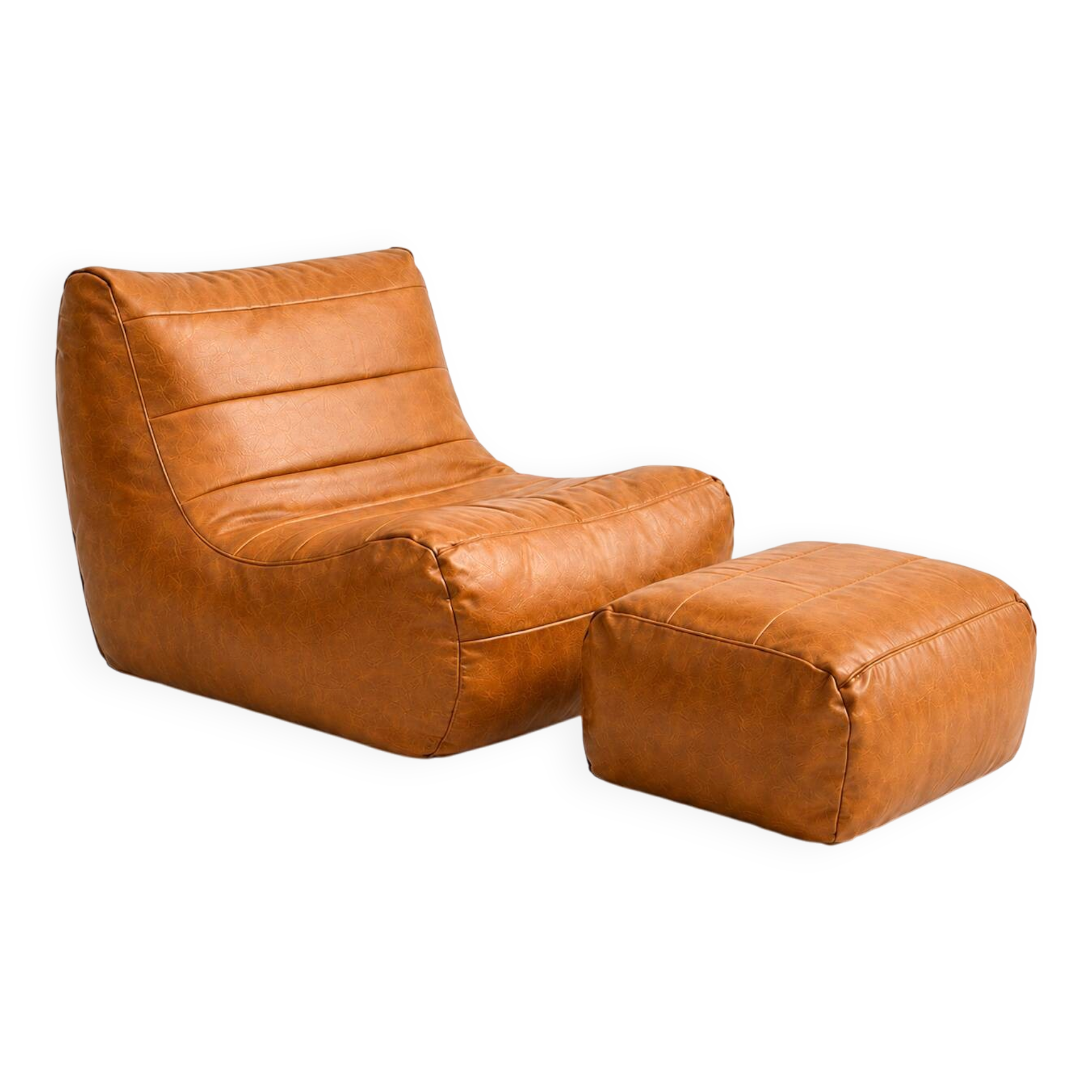 Vintage camel lounge chair with footrest