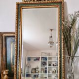 Gold and fir green beveled mirror, Louis XVI/Regency style, 1970