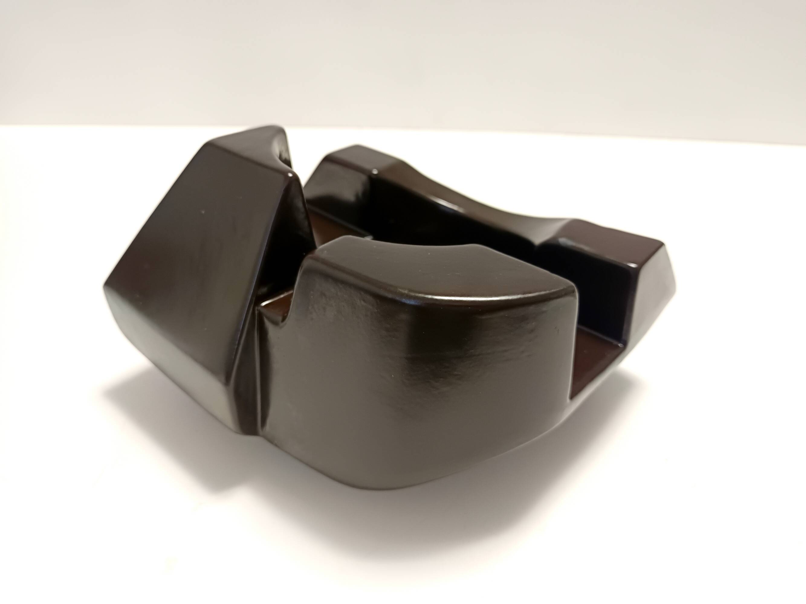 Brown Glazed Ceramic Trinket Bowl or Sculpture, Italy