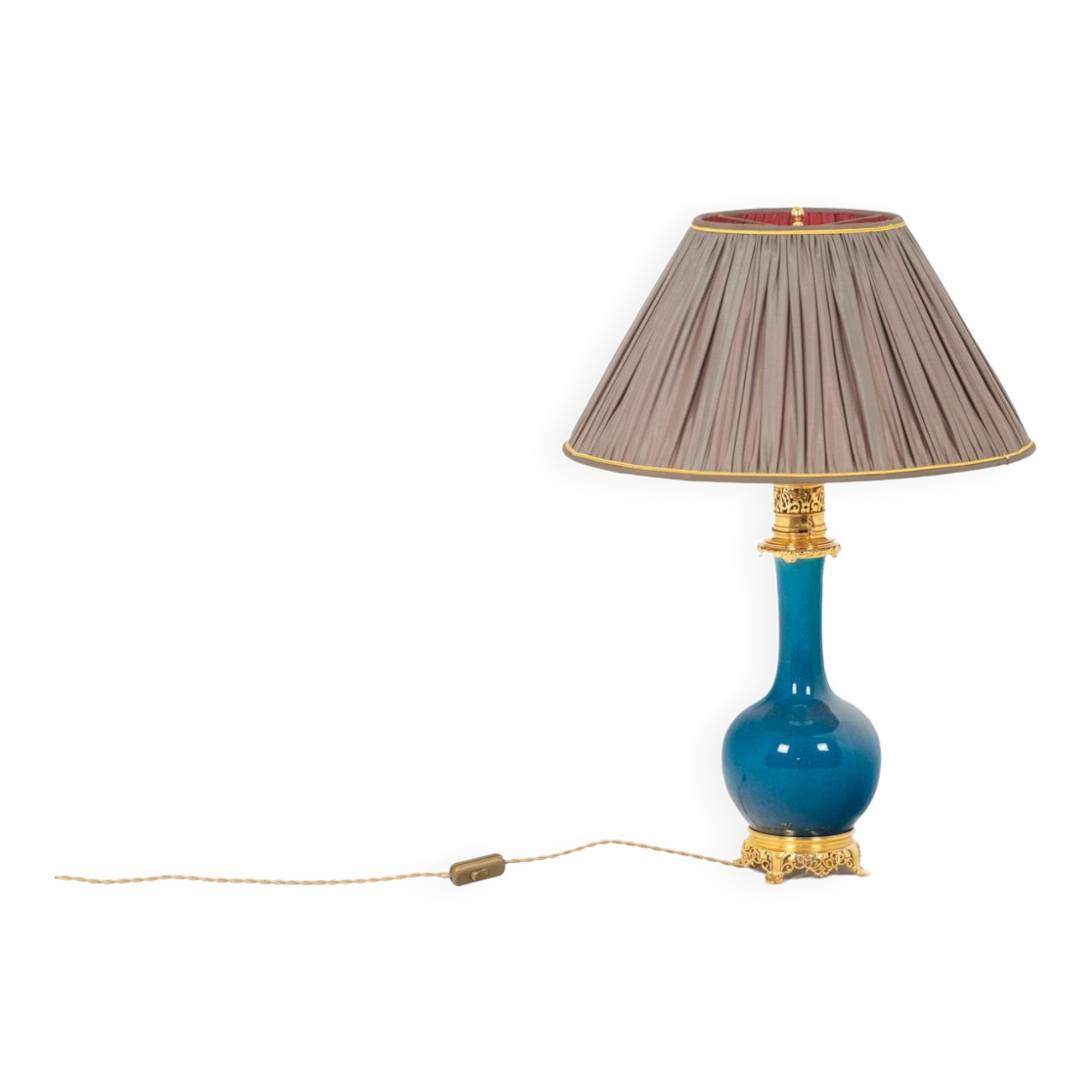 Lamp in Paris porcelain and gilded bronze, circa 1880