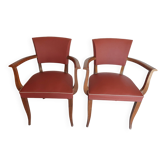 Pair of bridge chairs, terracotta color