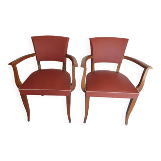 Pair of bridge chairs, terracotta color