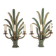 Pair of Maison Baguès wall lights with faux bamboo bronze and metal arms.