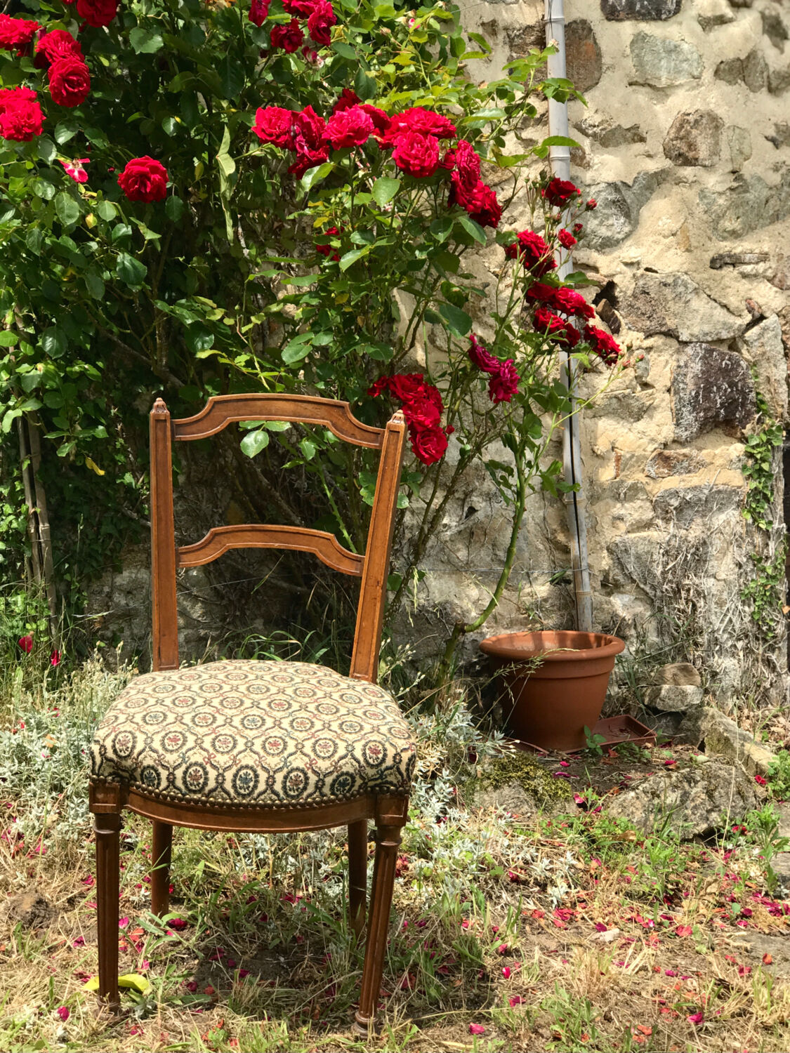 Antique chair seat upholsterer medallions
