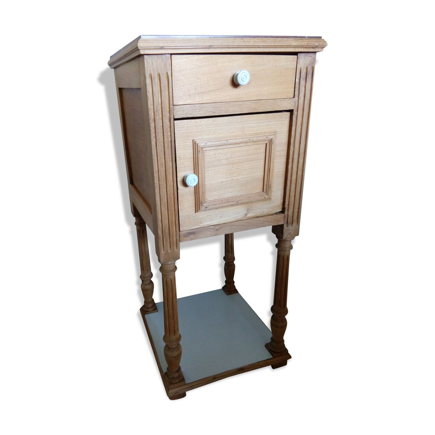 Nightstand in wood and marble, early 1900s, barely revisited