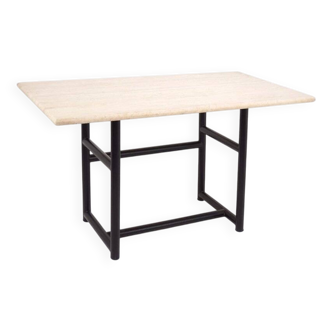 Metal and travertine work table, 1980s