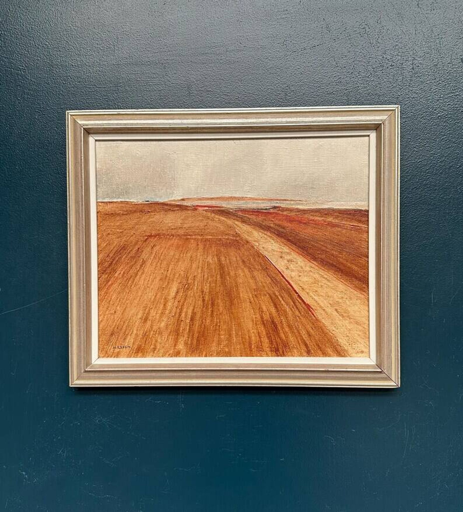 Original Swedish Oil on Canvas - "Rustic Landscape" by Nils Essen - Signed - Vintage and Framed - 42 × 50 cm (16.5" × 19.7")