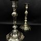 Pair of silver-plated bronze candlesticks, Auguste Monnier Veuve, 1911