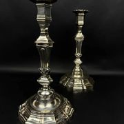 Pair of silver-plated bronze candlesticks, Auguste Monnier Veuve, 1911