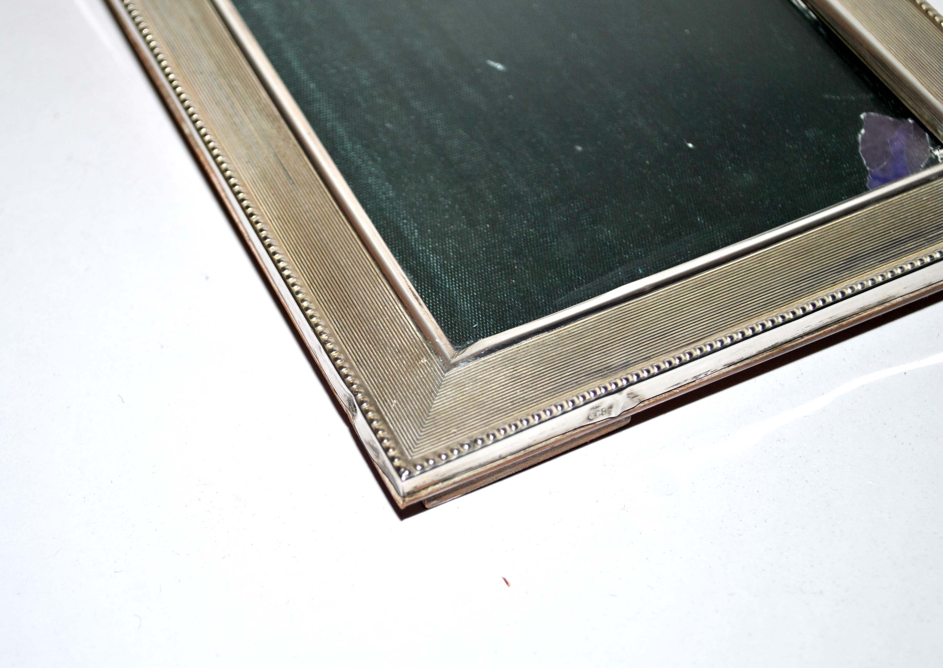 Old photo frame in solid silver - hallmark 800 - guilloche pearl frame 12x16.5
