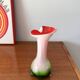 Vase in red, white and green opaline Tie & Dye 1950s