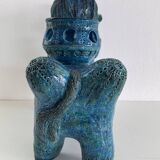 Aldo Londi for Bitossi Rimini Blu Ceramic Plant Centaur Sculpture, Italy, 1