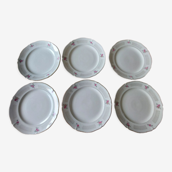 Set of 6 flat plates St Amand Roseline series