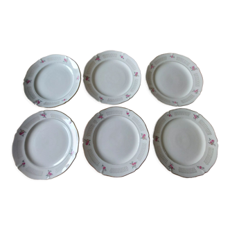 Set of 6 flat plates St Amand Roseline series