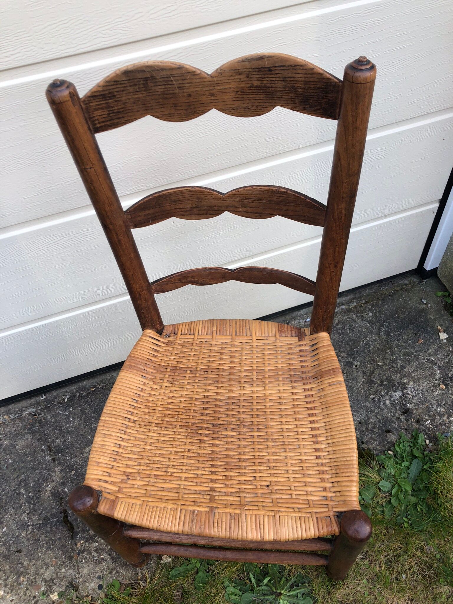 Small old chair wood and straw