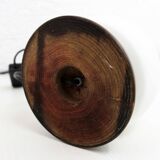 Mushroom lamp in wood and opaline glass