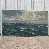 Oil on canvas, Maritime landscape, Old signed painting