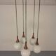 Danish Glass and Rosewood Cascade Ceiling Lamp, 1960s