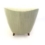 Paire de fauteuils vintage vert clair avec structure en bois, Italie