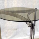 Side table metal chrome and smoked glass, 70s-80s