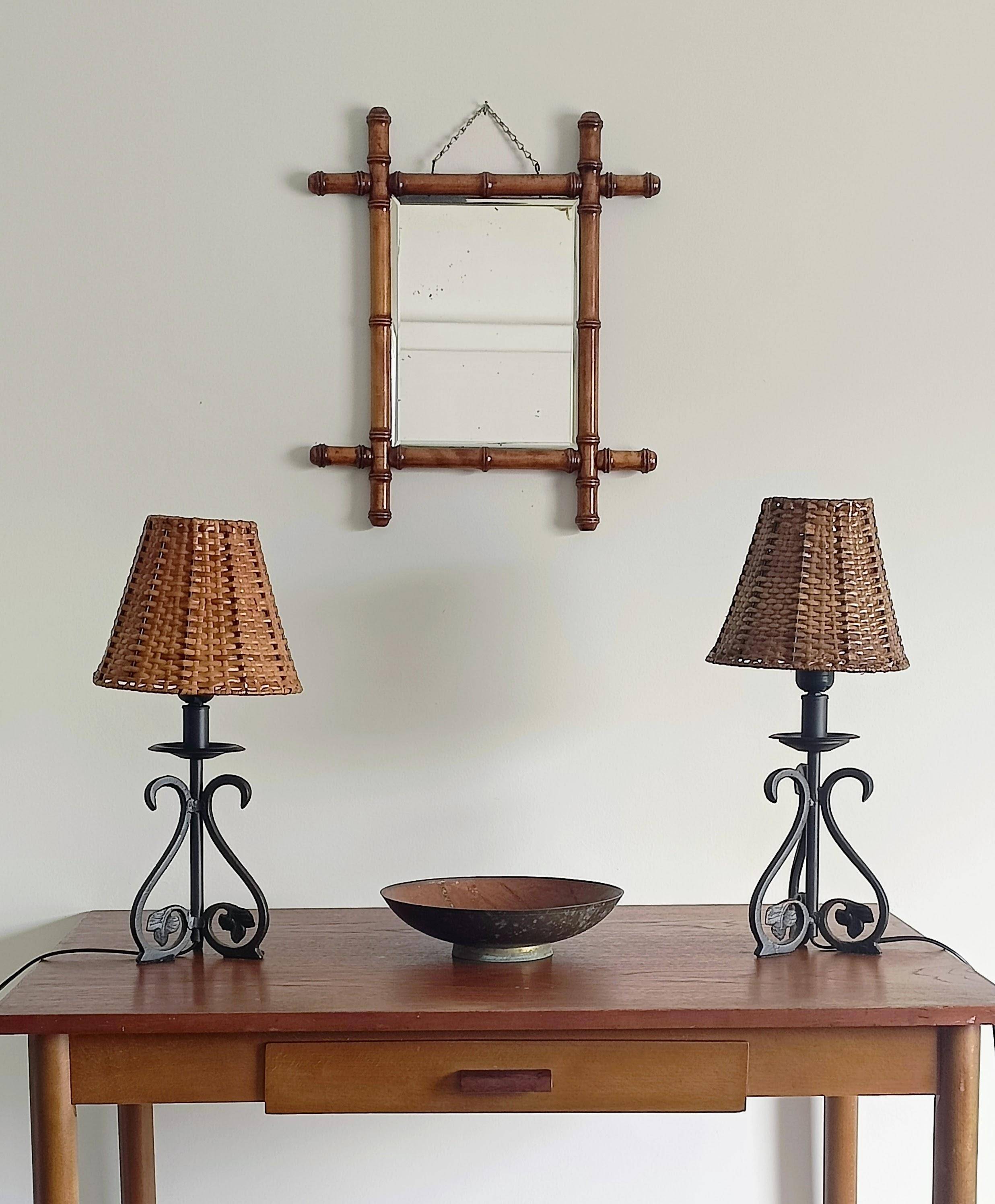 Mid-20th Century Spanish Hand-Forged Wrought Iron Table Lamps