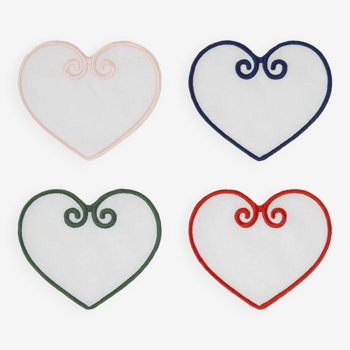 Set of 4  heart-shaped coasters