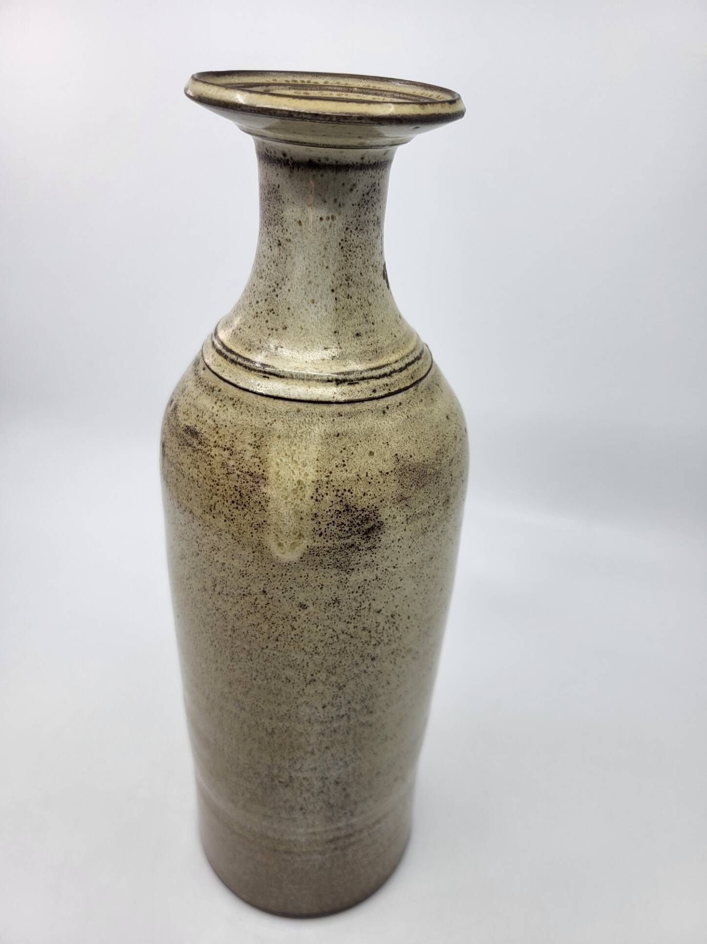 Vintage bottle vase in ceramic stoneware with fish decoration circa 1970/80.