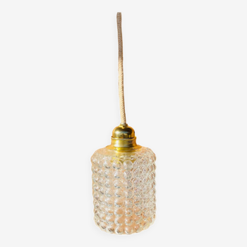 Vintage bubbled glass hanging lamp