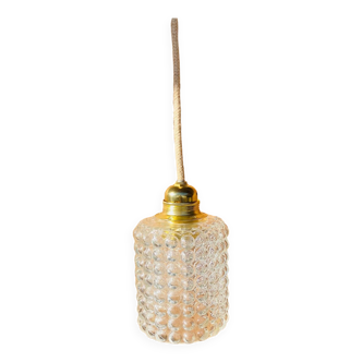 Vintage bubbled glass hanging lamp