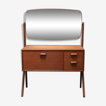 Scandinavian teak dressing table with swivel mirror