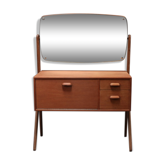 Coiffeuse scandinave en teck avec miroir pivotant