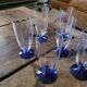 7 faceted champagne flutes – cobalt blue stem – 1970s