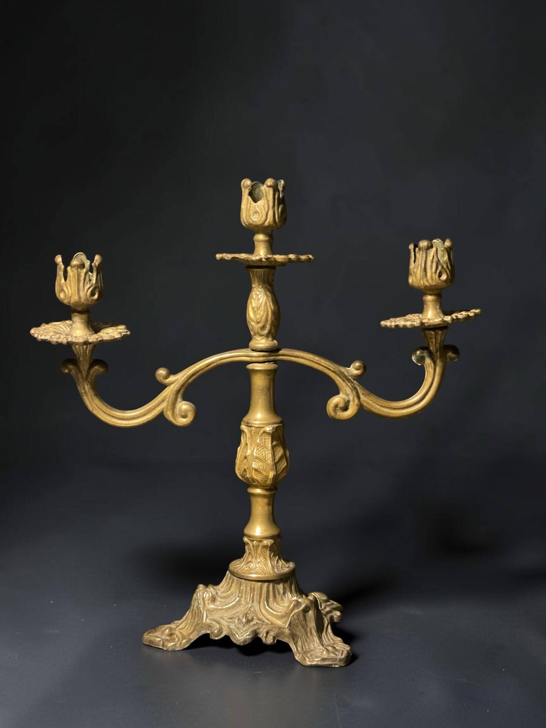 Pair of Napoleon III candelabra in brass, 19th century