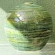 Glazed ceramic ball lamp base, green gradients.