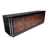 Sideboard in burl walnut and black lacquer by Mario Sabot, Italy, 1970s
