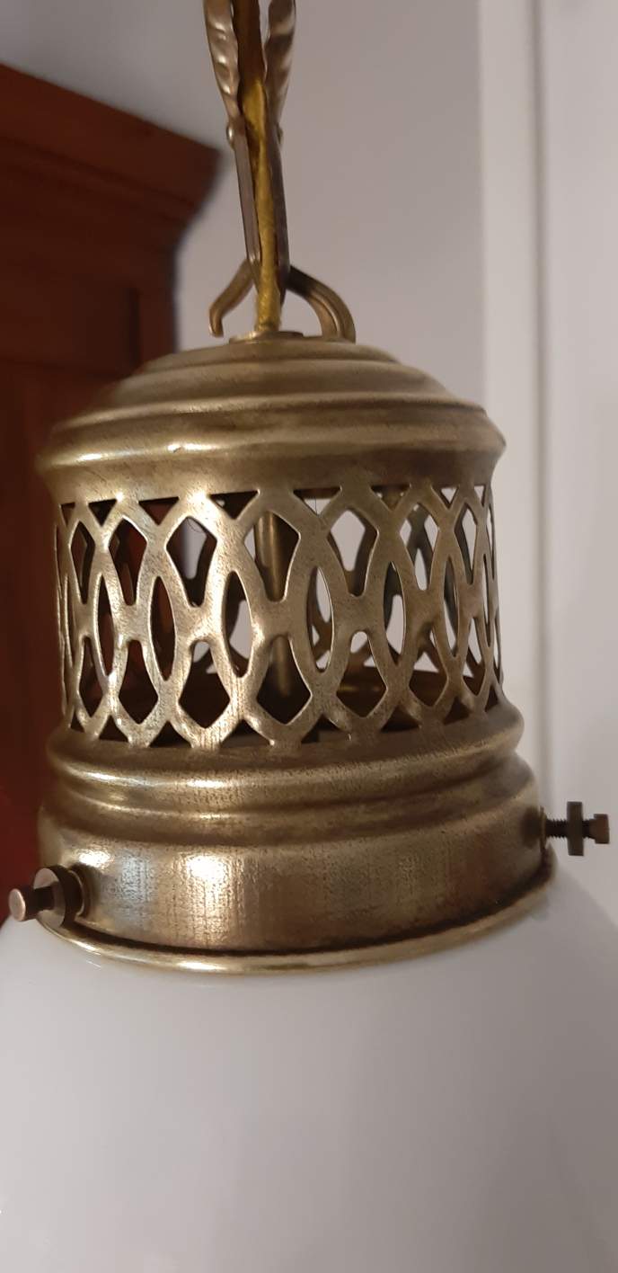 CIRCA art deco opaline hanging chandelier