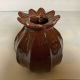 Brown ceramic corolla vase