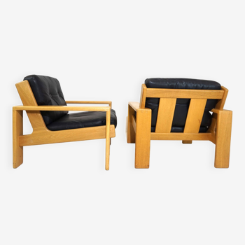 Ensemble de 2 fauteuils en cuir noir Asko Bonanza d'Esko Pajamies
