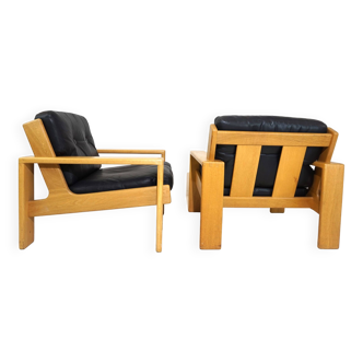 Ensemble de 2 fauteuils en cuir noir Asko Bonanza d'Esko Pajamies
