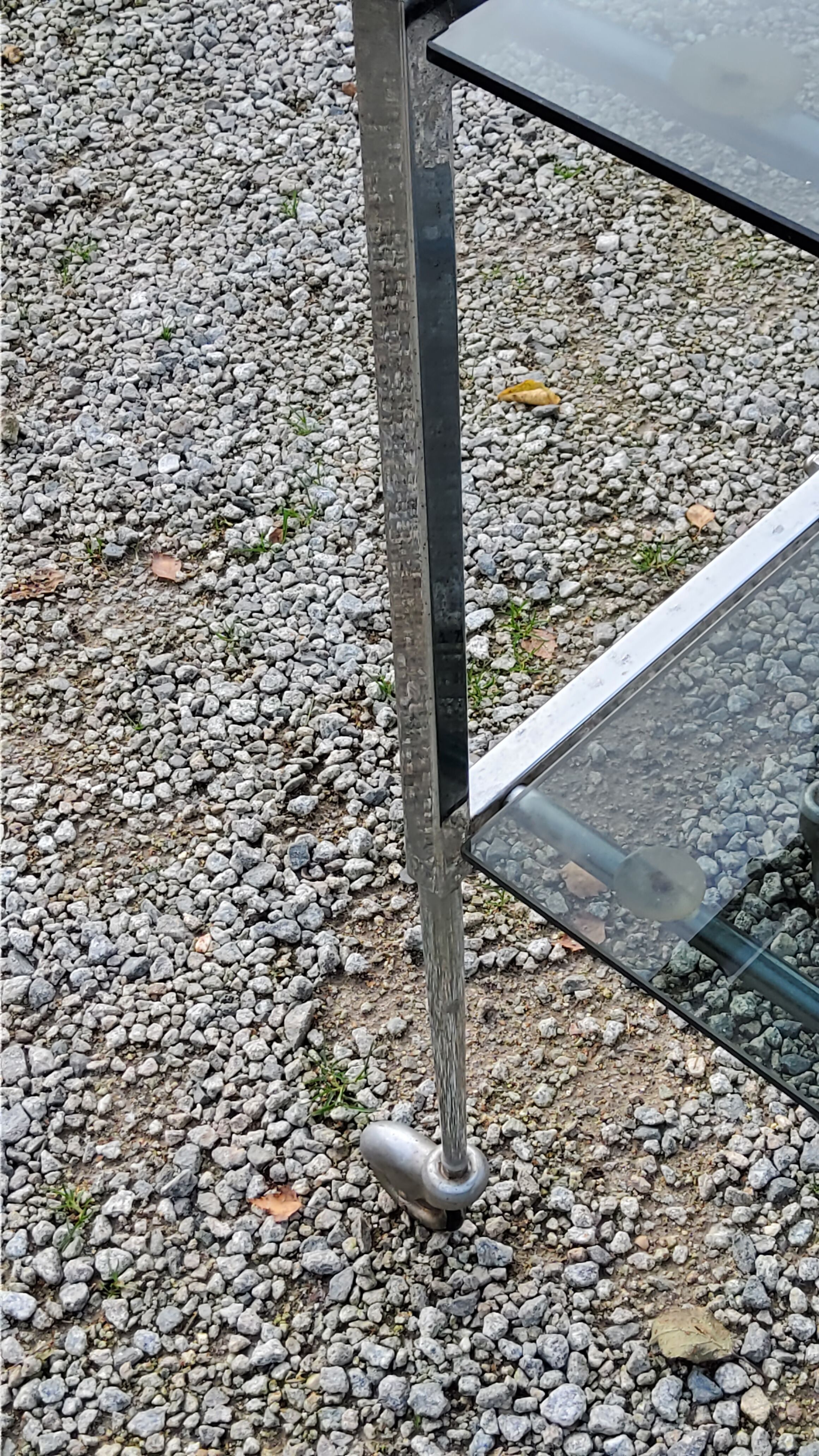 Console service of the 70s double trays smoked glass chrome base