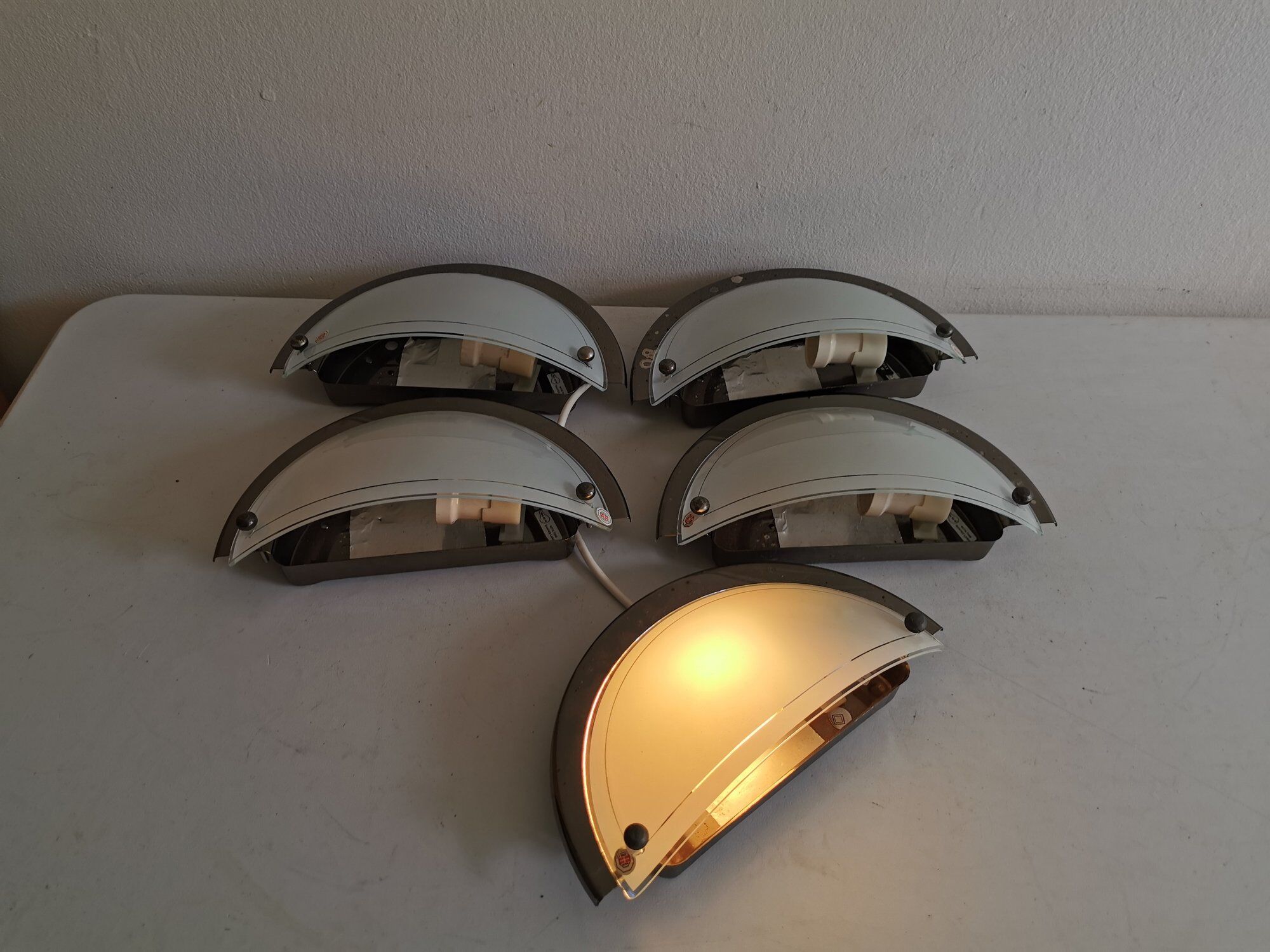 Set of 5 Danish Odreco wall lamps 80s 90s