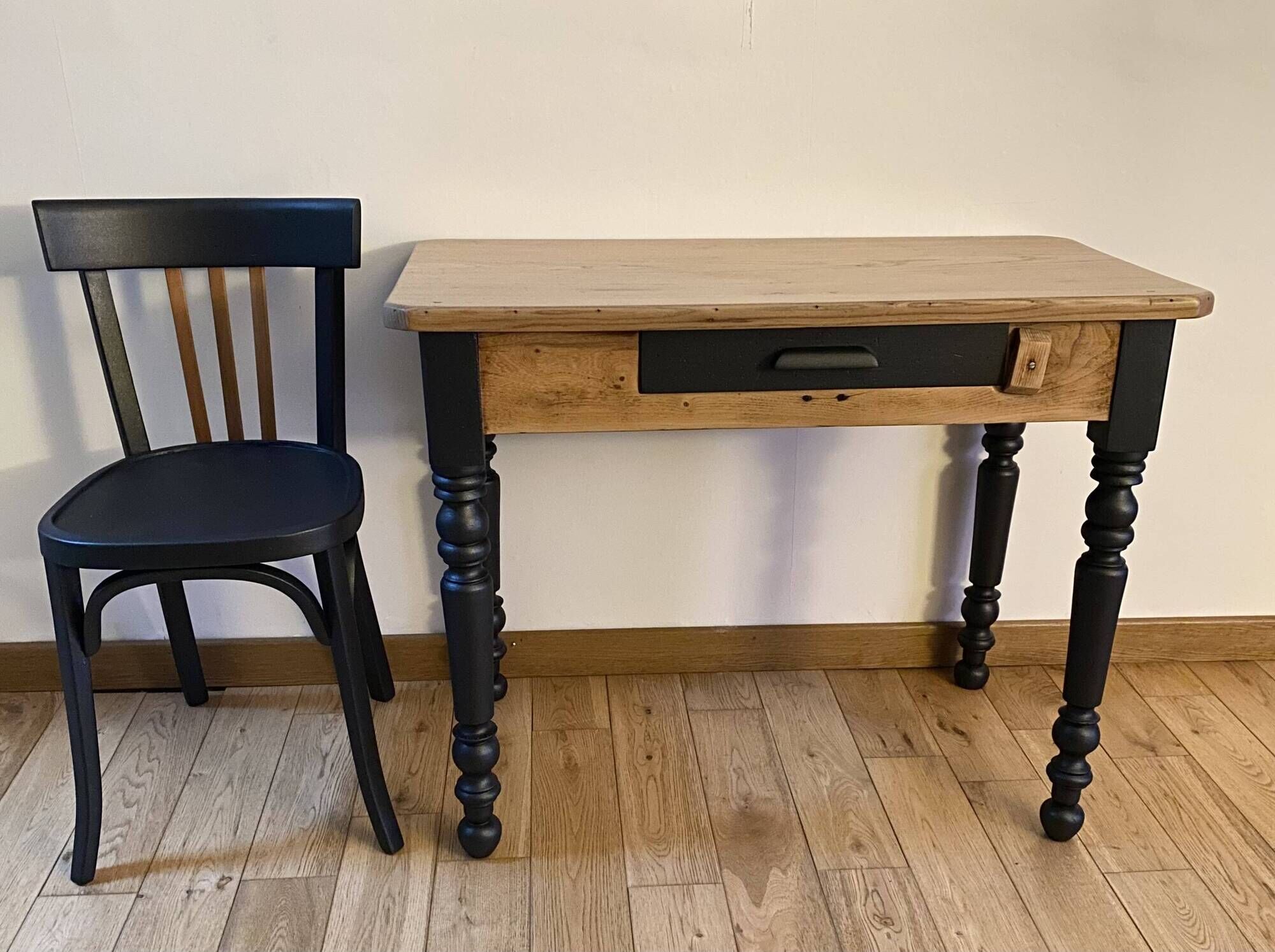 Farm table/desk + Bauman bistro chair