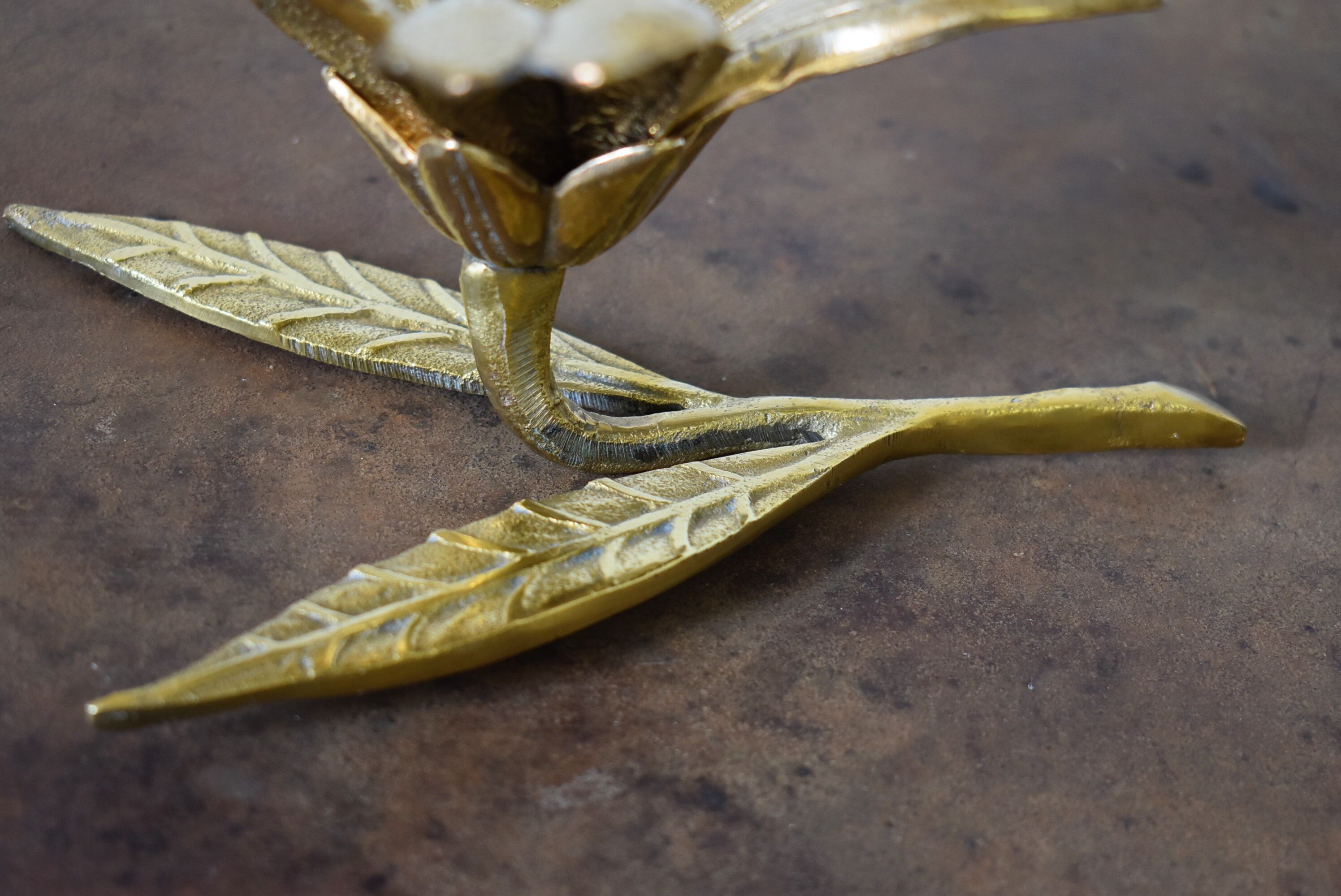 1970 vintage brass flower ashtray
