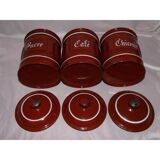 Set of 3 vintage enamelled spice boxes