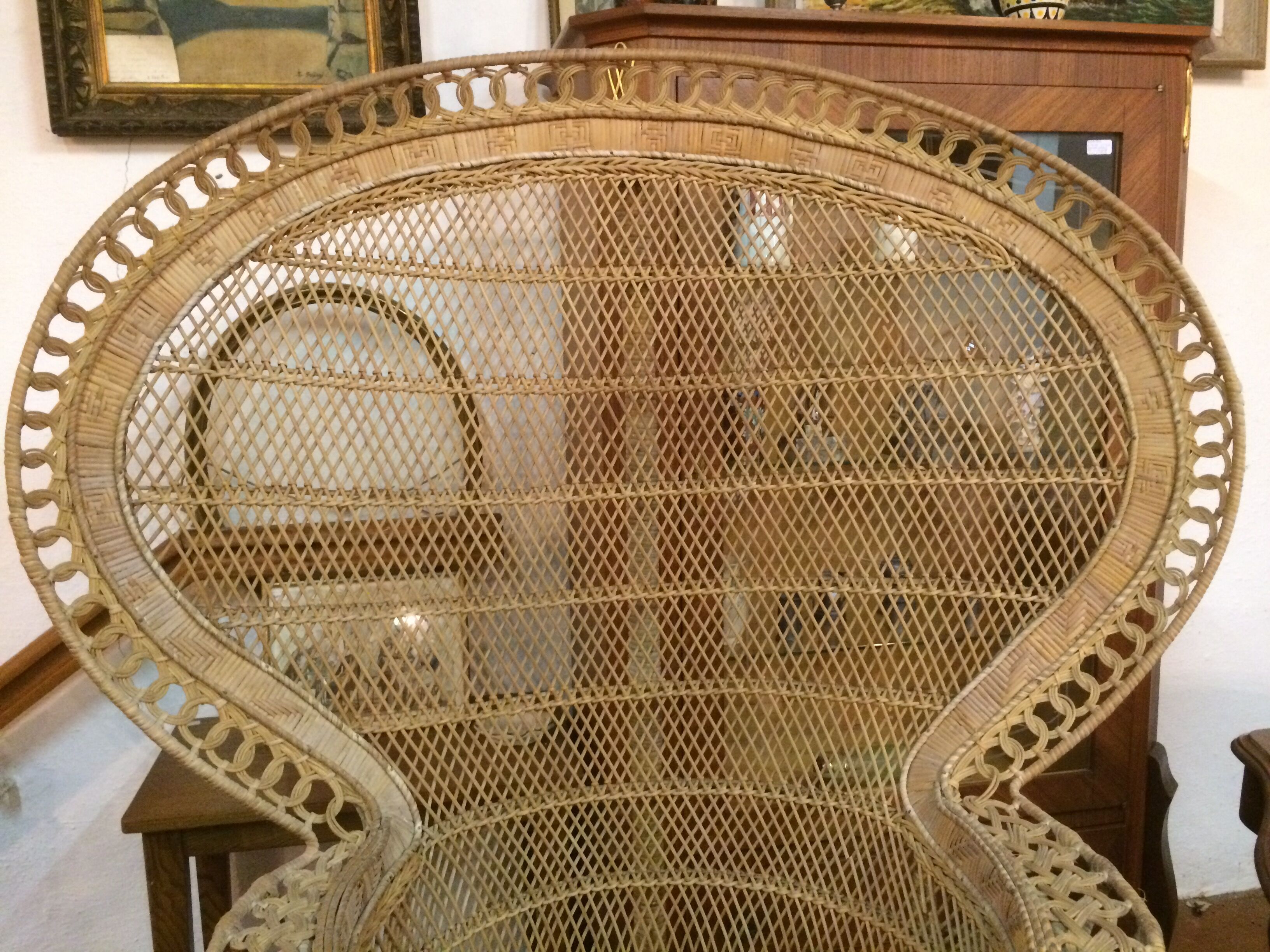 Large Emmanuelle chair in wicker and rattan Era 1970