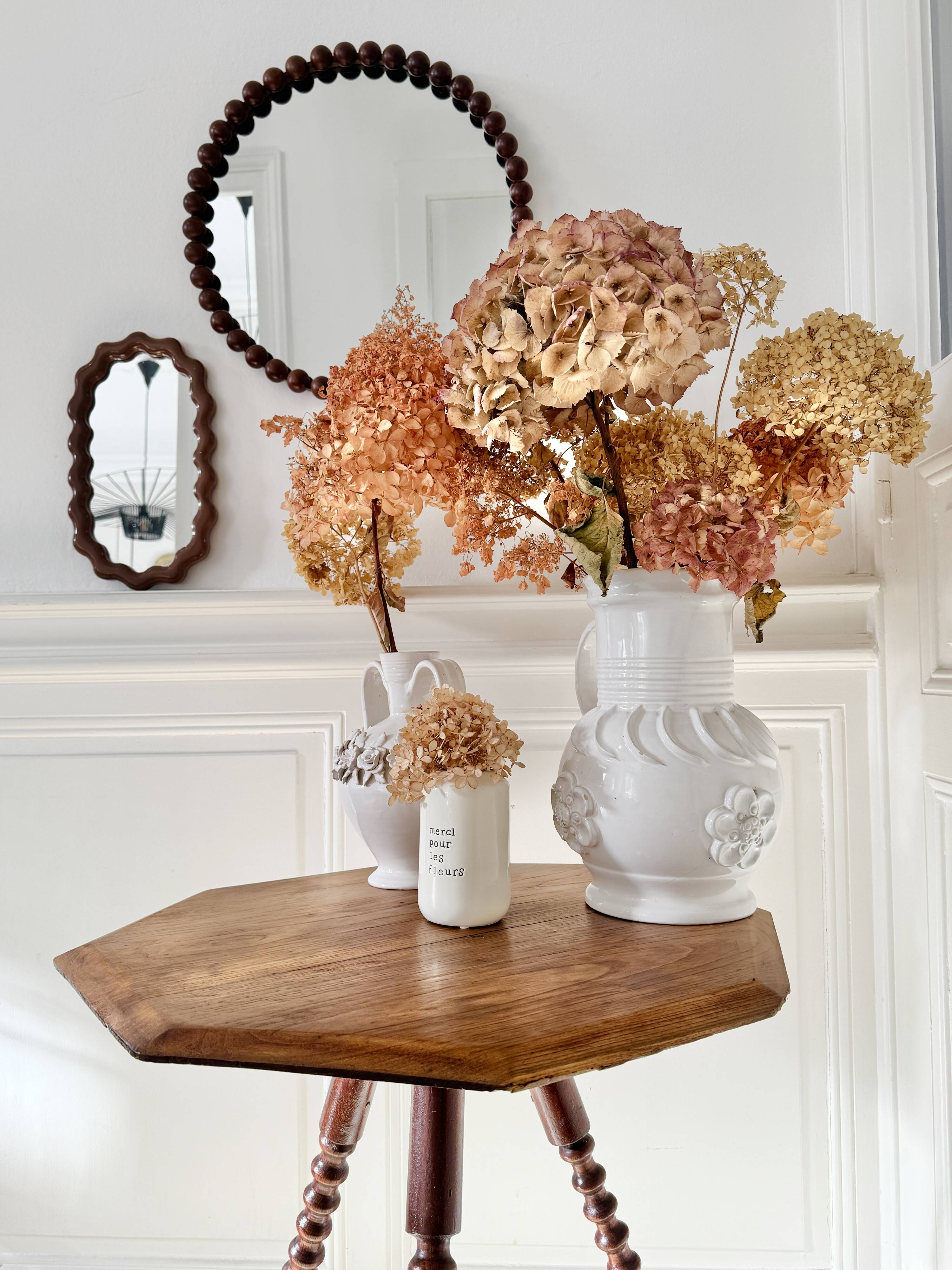 turned wooden side table