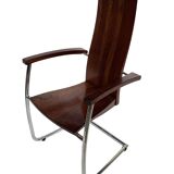 Ensemble vintage de quatre chaises design en hêtre massif chrome