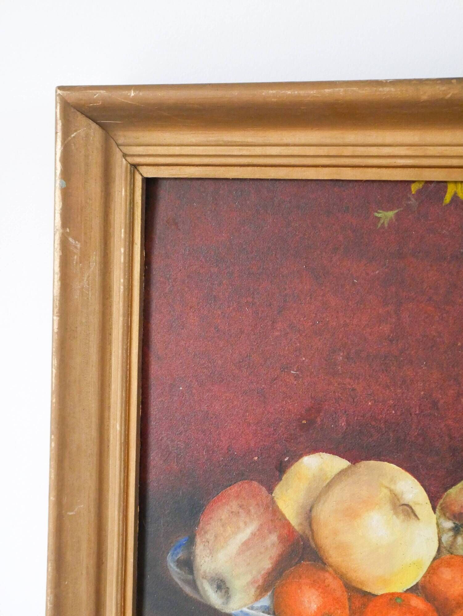 oil painting on panel still life fruit lemons signed 1950