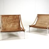 2 leather armchair-sofa Stig Poulsson Bekem. design 70s Denmark
